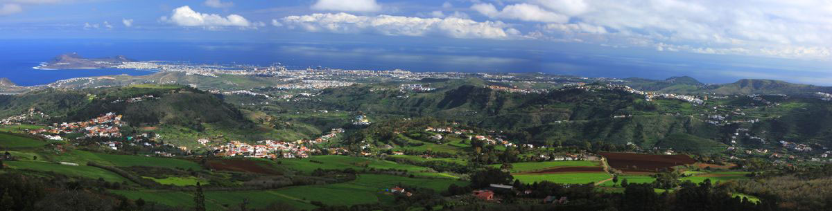 Panoramafoto, Nordosten von Gran Canaria mit Las Palmas im Hintergrund