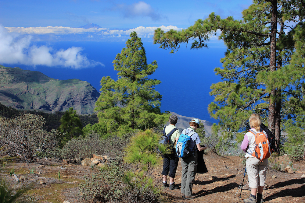 Wanderführer mit Kleingruppe bei einer Tour im Nordwesten von Gran Canaria.